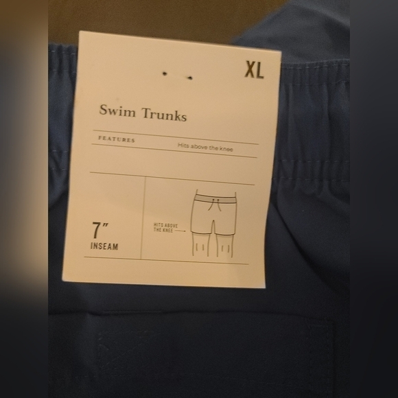 Goodfellow & Co. Blue Drawstring Waist Lined Swim Trunks - Picture 6 of 7